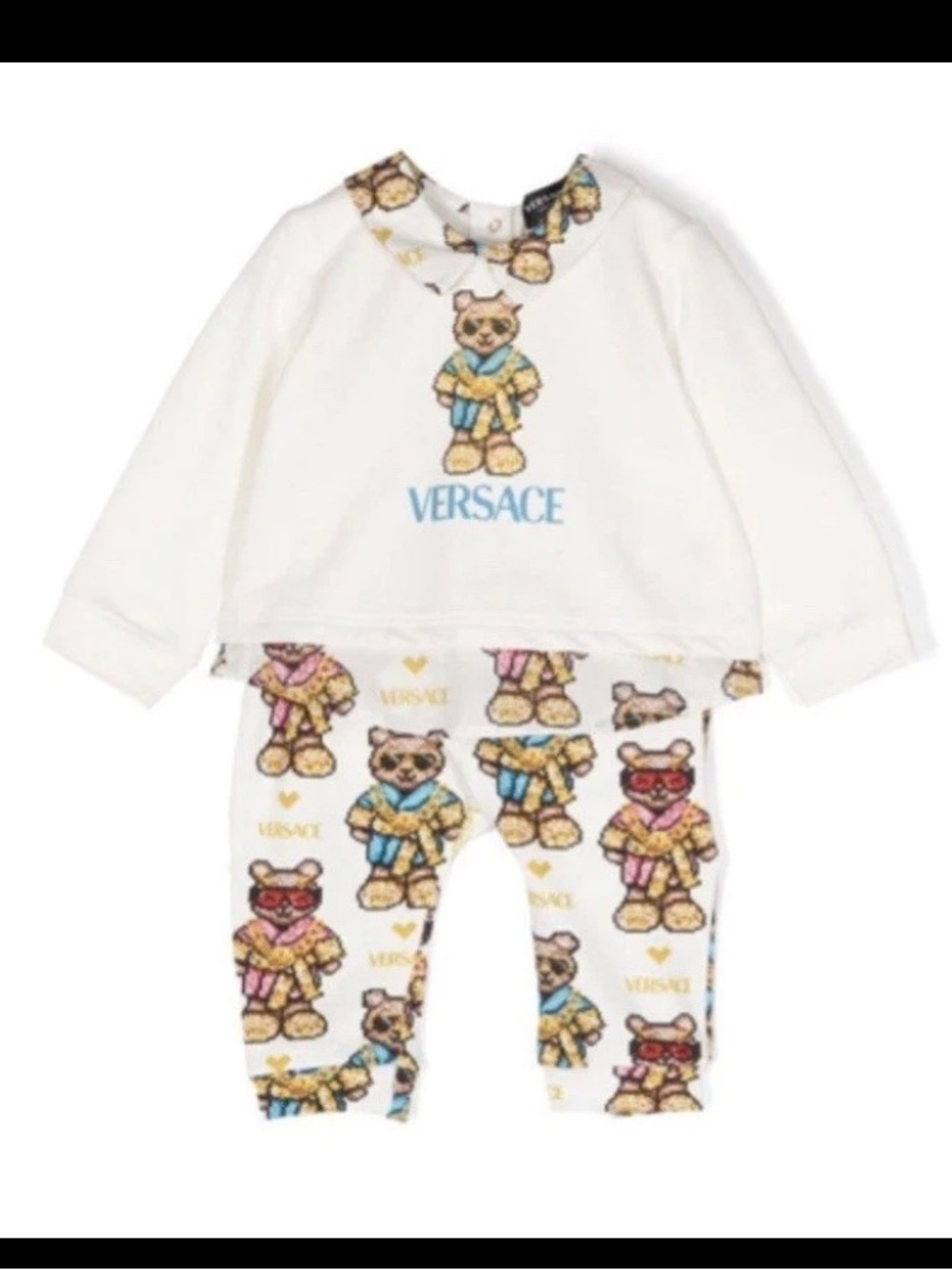 NWT! Versace Baby Pixel Bear Top & Bottom Jersey Set Size 9-12 Months